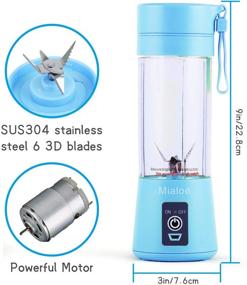 img 3 attached to 🍹 Upgraded Rechargeable 6-Blade 3D Portable Juicer Cup - Magnetic Secure Switch Electric Fruit Mixer for Perfect Mixing, 380ml (Blue)