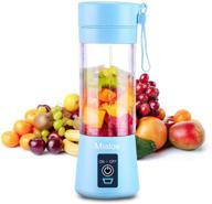 🍹 upgraded rechargeable 6-blade 3d portable juicer cup - magnetic secure switch electric fruit mixer for perfect mixing, 380ml (blue) logo