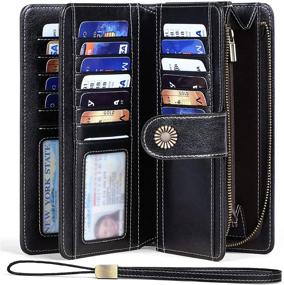 img 3 attached to Genuine Leather Capacity Blocking Wristlet Women's Handbags & Wallets