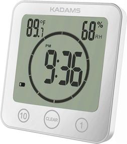 img 3 attached to KADAMS Digital Bathroom Shower Kitchen Clock Timer - Waterproof with Alarm, Visual Countdown, Temperature & Humidity - White