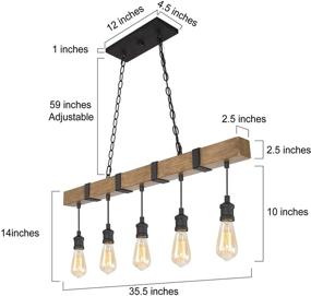 img 2 attached to 🏡 Rustic Farmhouse Chandelier: LOG BARN Kitchen Light Fixtures with Faux Wood & Black Wires - Perfect for Kitchen Island & Dining Room Lighting, 5-Light Pendant