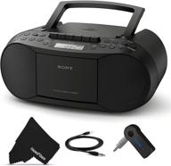 🎶 sony portable boombox stereo combo with built-in am/fm radio, cassette tape player and recorder, bluetooth receiver, and cd player - ideal for home, beach, or outdoor activities - includes aux cable and cleaning cloth logo