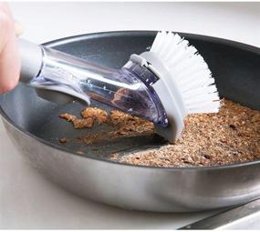 img 2 attached to 🧽 Dish Brush with Built-in Soap Dispenser for Efficient Dishwashing, Ideal Kitchen Brushes for Dishes, Ergonomic Handle Dish Brush