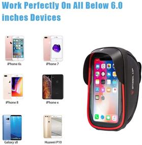 img 2 attached to 🚲 Emoly-r1 Bike Phone Mount Bags - Premium Waterproof Bicycle Front Frame Bag with Headphone Hole - Red | Fits Smartphone Below 6 inch