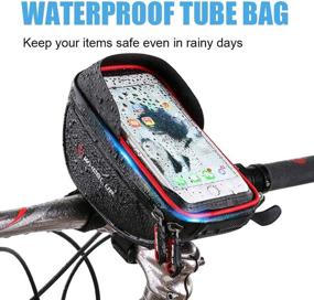 img 3 attached to 🚲 Emoly-r1 Bike Phone Mount Bags - Premium Waterproof Bicycle Front Frame Bag with Headphone Hole - Red | Fits Smartphone Below 6 inch