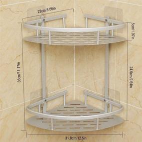 img 3 attached to Hawsam No Drilling Corner Shelves: Aluminum Tiered Shower Shelf Caddy for Shampoo with Adhesive Storage Basket (Corner)