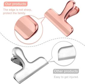 img 2 attached to 🌹 Whaline Rose Gold Stainless Steel Chip Clips Set - Heavy Duty, Air Tight Seal Grip for Storage (8 Pieces, 3'' Size) - Perfect for Home, Office, and Kitchen Use