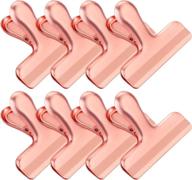 🌹 whaline rose gold stainless steel chip clips set - heavy duty, air tight seal grip for storage (8 pieces, 3'' size) - perfect for home, office, and kitchen use logo