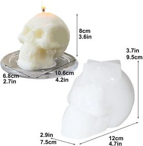 img 3 attached to 🕯️ Large Silicone Mold for Wax, Soap, Resin, Concrete, Cake, Chocolate - Dingfeiyu 3D Skull Candle Mold