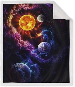 img 4 attached to 🌌 Jekeno Galaxy Nebula Sherpa Throw Blanket - Soft, Lightweight, Cozy Blanket for Sofa, Chair, Bed, Office - Universe, Mars, Earth Design - Ideal Gift for Kids - 50"x60