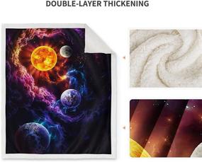 img 3 attached to 🌌 Jekeno Galaxy Nebula Sherpa Throw Blanket - Soft, Lightweight, Cozy Blanket for Sofa, Chair, Bed, Office - Universe, Mars, Earth Design - Ideal Gift for Kids - 50"x60