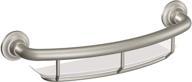 moen lr2356dbn 16-inch screw-in curved grab bar with built-in shelf, brushed nickel finish - enhance bathroom safety logo