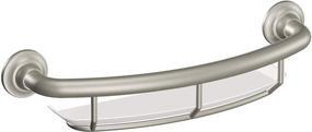 img 3 attached to Moen LR2356DBN 16-Inch Screw-in Curved Grab Bar with Built-in Shelf, Brushed Nickel Finish - Enhance Bathroom Safety