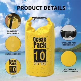 img 2 attached to Waterproof Dry Bag with Phone Case - 5L&10L Roll Top Waterproof 🌊 Compression Sack for Beach, Kayaking, Fishing, Hiking, Rafting, Camping, and Boating in Yellow