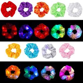 img 2 attached to 🌟 9-Piece LED Light Hair Scrunchies Set - 3 Modes, Soft Silk Elastic Bands, Glow in The Dark Accessories for Women Girls - Halloween Christmas Party Supplies