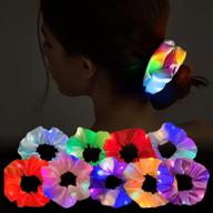 🌟 9-piece led light hair scrunchies set - 3 modes, soft silk elastic bands, glow in the dark accessories for women girls - halloween christmas party supplies logo