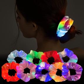 img 4 attached to 🌟 9-Piece LED Light Hair Scrunchies Set - 3 Modes, Soft Silk Elastic Bands, Glow in The Dark Accessories for Women Girls - Halloween Christmas Party Supplies