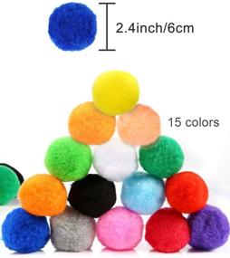 img 2 attached to 30pcs of 2.4 Inch Very Large Assorted Pom Poms Arts and Crafts in 15 Colors - Perfect for DIY Creative Crafts Decorations, Water Balloons & Outdoor Water Toy Fun