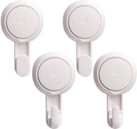 🔩 suction cup hooks pack of 4 - no drilling, removable, 1 second installation, white wall hooks, heavy duty, max load 11lbs - ideal for bathroom, kitchen and hotel use logo