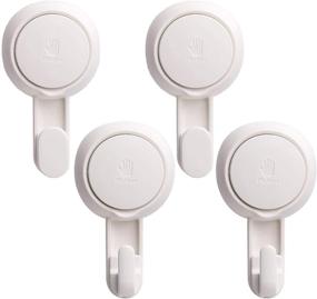 img 4 attached to 🔩 Suction Cup Hooks Pack of 4 - No Drilling, Removable, 1 Second Installation, White Wall Hooks, Heavy Duty, Max Load 11lbs - Ideal for Bathroom, Kitchen and Hotel Use