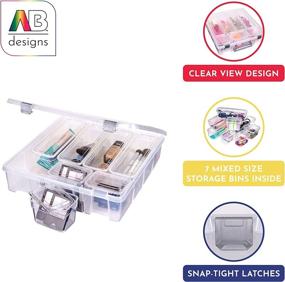 img 1 attached to AB Designs 6967ABD Super Satchel – Stackable Home Storage Container with 9 Mixed Bins Inside – Clear with Silver Latches and Handle – Long-lasting