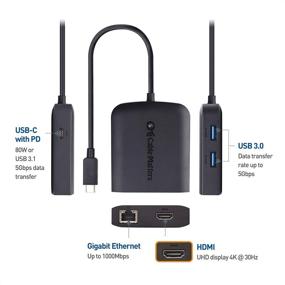 img 3 attached to 💻 Cable Matters USB C Hub with HDMI 4K, 80W Charging, Gigabit Ethernet, and 3X USB in Black - Thunderbolt 4/USB4/Thunderbolt 3 Compatible Dock for Surface Pro 7, MacBook Pro, Dell XPS