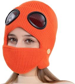 img 4 attached to Winter Warm Chunky Beanie Hat with Goggles for Men and Women - AMHDV Knitted Earflaps Hat