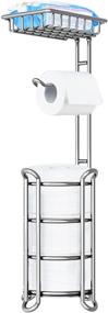 img 4 attached to 🧻 Convenient TreeLen Toilet Paper Holder Stand with Shelf: Bathroom Storage for Phone, Wipes, and Mega Rolls - Shiny Chrome