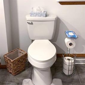 img 2 attached to 🧻 Convenient TreeLen Toilet Paper Holder Stand with Shelf: Bathroom Storage for Phone, Wipes, and Mega Rolls - Shiny Chrome