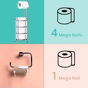 img 1 attached to 🧻 Convenient TreeLen Toilet Paper Holder Stand with Shelf: Bathroom Storage for Phone, Wipes, and Mega Rolls - Shiny Chrome