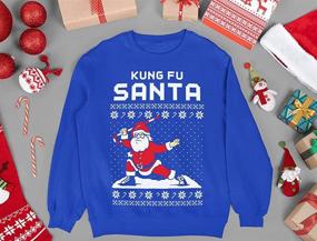 img 1 attached to Kids Ugly Christmas Sweater: Kung Fu Santa Long Sleeve Tshirt – Sweatshirt