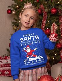 img 3 attached to Kids Ugly Christmas Sweater: Kung Fu Santa Long Sleeve Tshirt – Sweatshirt