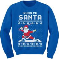 kids ugly christmas sweater: kung fu santa long sleeve tshirt – sweatshirt logo