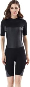 img 4 attached to 👙 Micosuza Premium Neoprene 2mm Short Sleeve Zip Back Shorty Wetsuit for Women - Ideal for Diving, Surfing, Snorkeling