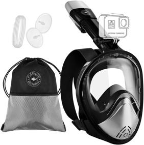 img 4 attached to 🤿 Curved Face Full Face Snorkel Mask for Swimming, Snorkeling, and Diving - 180 Degree Panoramic Sea View - Anti Fog Leak Proof Design - Scuba Gear with Dry Top Set - Easy Breath System for Men, Women, and Adults