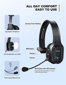 img 1 attached to 🎧 TECKNET Bluetooth Trucker Headset with Noise-Canceling Microphone | Wireless On-Ear Headphones for Cell Phone, Computer, Office, Home, Call Center, Skype (Black)