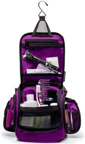 img 1 attached to 🔒 Water-Resistant Eggplant Hanging Toiletry Bag with Mesh Pockets - Compact Organizer for Optimal Storage