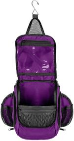 img 4 attached to 🔒 Water-Resistant Eggplant Hanging Toiletry Bag with Mesh Pockets - Compact Organizer for Optimal Storage