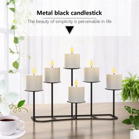 img 2 attached to 🕯️ Smtyle Christmas DIY 6 Fireplace Candle Candelabra Candleholder Mantle Decor: Black Iron Stand for Flameless or Wax Pillar Candles on Desk or Floor