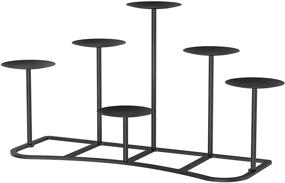 img 4 attached to 🕯️ Smtyle Christmas DIY 6 Fireplace Candle Candelabra Candleholder Mantle Decor: Black Iron Stand for Flameless or Wax Pillar Candles on Desk or Floor