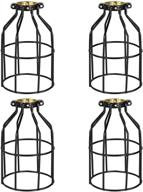 💡 enhance your décor with simple deluxe 4-pack adjustable industrial clamp on metal bulb guard cage in chic black - ideal for pendant lights, farmhouse fixtures, vintage lamps, and hanging lighting логотип