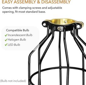 img 2 attached to 💡 Enhance Your Décor with Simple Deluxe 4-Pack Adjustable Industrial Clamp On Metal Bulb Guard Cage in Chic Black - Ideal for Pendant Lights, Farmhouse Fixtures, Vintage Lamps, and Hanging Lighting