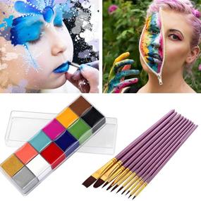 img 3 attached to 🎨 FANICEA 12 Color Face and Body Paint Set – Professional SFX Makeup Palette for Halloween Cosplay Party – Non-Toxic and Hypoallergenic Face Painting Palette with 10 Purple Brushes – Ideal for Adults and Kids