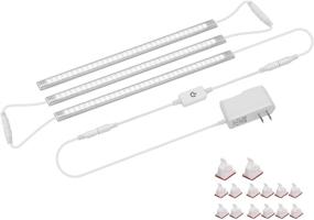 img 4 attached to 💡 12-Inch Ultra Slim LED Under Cabinet Lighting Kit - Dimmable Plug-in Closet Lights for Kitchen Cabinet - Super Bright Stick-on Lights - White 6000K