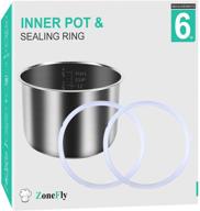 power cooker xl replacement inner pot & 2 pack sealing ring set for power pressure cooker models ppc770 ppc771 ppc770-1 pro pcxl-pro6 ybd60-100 wal1 wal2 - 6 quart capacity logo