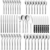 🍴 effortless elegance: 53-piece silverware set by haware - stainless steel and dishwasher safe logo