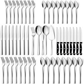 img 4 attached to 🍴 Effortless Elegance: 53-Piece Silverware Set by HaWare - Stainless Steel and Dishwasher Safe