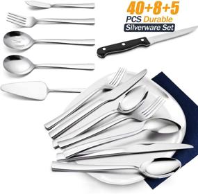 img 3 attached to 🍴 Effortless Elegance: 53-Piece Silverware Set by HaWare - Stainless Steel and Dishwasher Safe