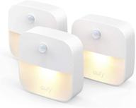 🔦 eufy by anker, lumi stick-on night light, motion sensor, warm white led, energy efficient, compact design, 3-pack, ideal for bedroom, bathroom, kitchen, hallway, stairs логотип