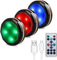 💡 rechargeable wireless puck lights, leastyle led under cabinet lighting with remote control - 3 pack closet light, stick on lights for under counter, bookshelf логотип